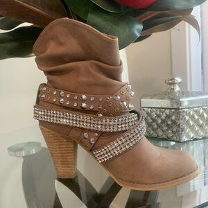 Not Rated Brown Studded Heeled Boots